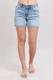 Judy Blue Mid Rise Washed Denim Shorts